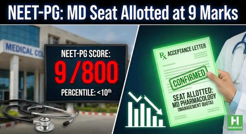 NEET-PG 2026: MD Seats Allotted at 9 Marks and -12 Marks in Round 3 under Management Quota Hindufeed